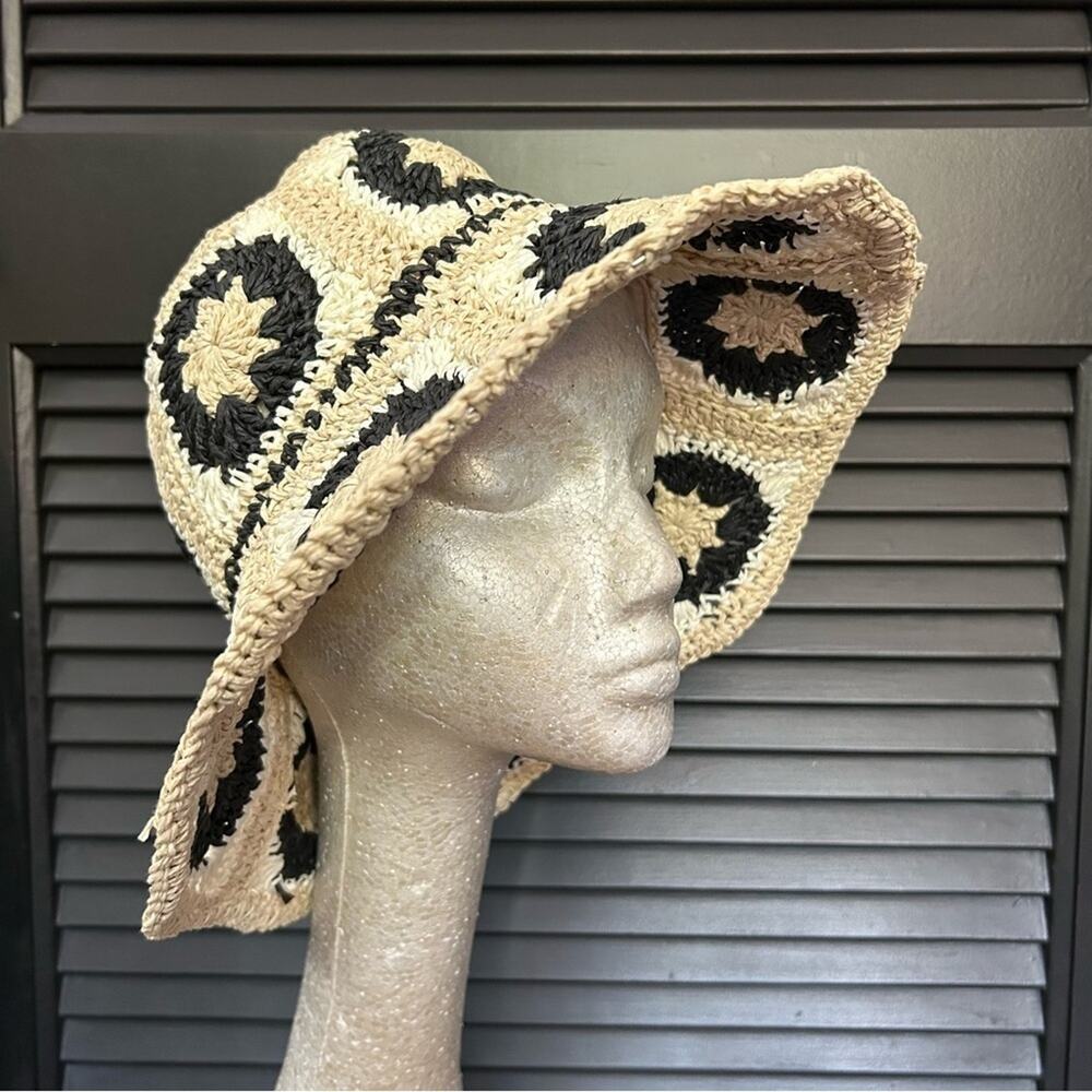 Primark Patchwork Style Adjustable Straw Crochet … - image 2